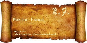Mekler Fanni névjegykártya